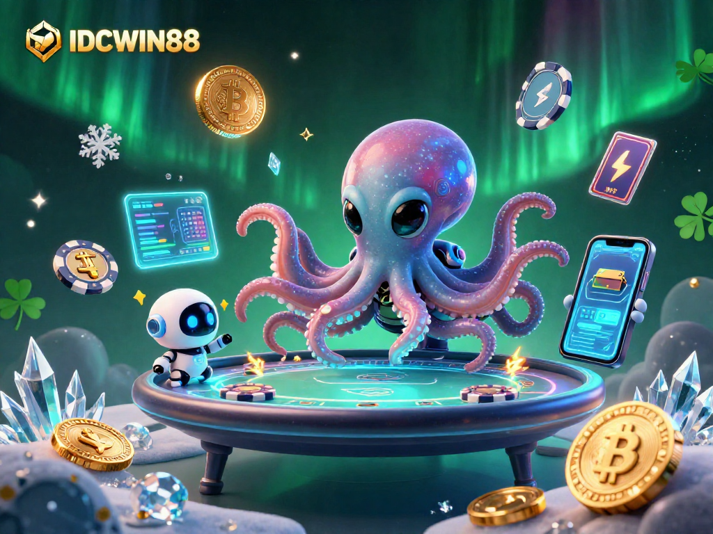 Experience thrilling poker action with IDCWIN88 and a galactic alien octopus at the helm.