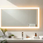 Enhance your space with an elegant led mirror reflecting a warm and inviting atmosphere.