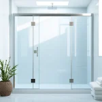 Duschkabine 80x80 eckeinstieg in modernem Badezimmer mit eleganten Glas- und Chromdetails.