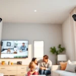 Cámaras EZVIZ instaladas en un entorno doméstico moderno, que destacan la seguridad y la comodidad.