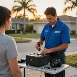 Mobile locksmith Jensen Beach providing key duplication services in a beautiful Florida neighborhood.