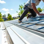 Installing metal roofing on a modern home with a craftsman showcasing durability and style.