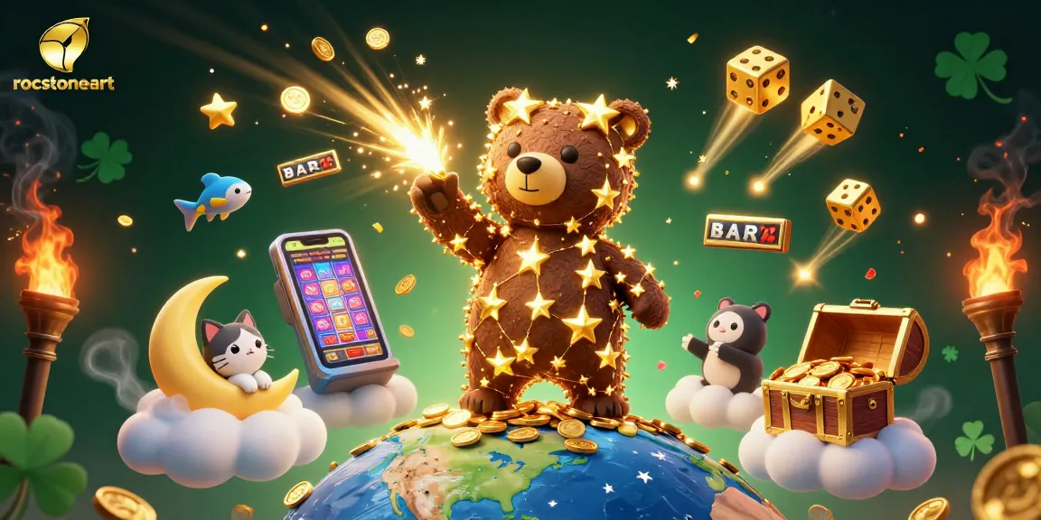 Engage in exciting gameplay at rocstoneart with a dazzling constellation bear and vibrant casino elements.