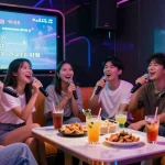 다낭 가라오케에서 친구들과 함께 즐거운 시간을 보내는 모습